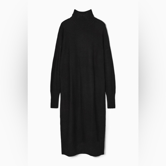 COS Longline Black Long Sleeve Knitted Sweater Dress - Picture 1 of 12